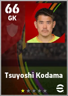 Tsuyoshi Kodama eFootball 2026 player card — 66 OVR GK