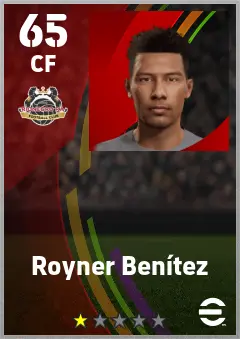 Royner Benitez eFootball 2026 player card — 65 OVR CF