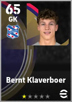 Bernt Klaverboer eFootball 2026 player card — 65 OVR GK