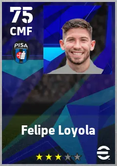 Felipe Loyola eFootball 2026 player card — 75 OVR CMF