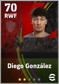 Diego Gonzalez eFootball 2026 player card — 70 OVR RWF