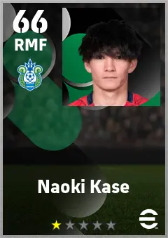 Naoki Kase eFootball 2026 player card — 66 OVR RMF
