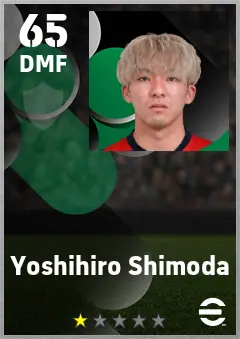 Yoshihiro Shimoda eFootball 2026 player card — 65 OVR DMF