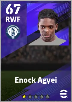 Enock Agyei eFootball 2026 player card — 67 OVR RWF