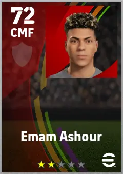 Emam Ashour eFootball 2026 player card — 72 OVR CMF