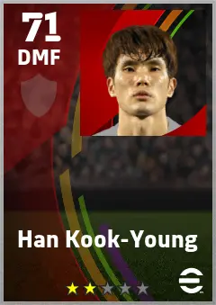 Han Kook-Young eFootball 2026 player card — 71 OVR DMF