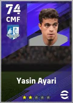 Yasin Ayari eFootball 2026 player card — 74 OVR CMF