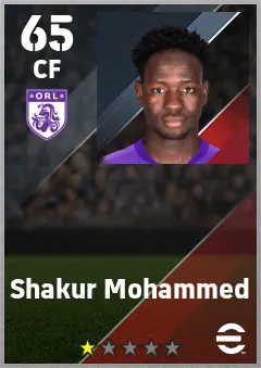Shakur Mohammed eFootball 2026 player card — 65 OVR CF