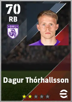 Dagur Thorhallsson eFootball 2026 player card — 70 OVR RB