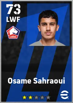 Osame Sahraoui eFootball 2026 player card — 73 OVR LWF