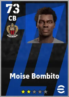 Moise Bombito eFootball 2026 player card — 73 OVR CB