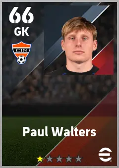 Paul Walters eFootball 2026 player card — 66 OVR GK