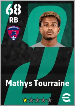Mathys Tourraine eFootball 2026 player card — 68 OVR RB