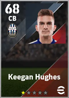 Keegan Hughes eFootball 2026 player card — 68 OVR CB