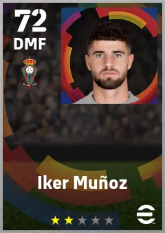 Iker Munoz eFootball 2026 player card — 72 OVR DMF