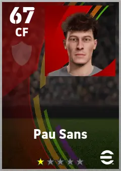 Pau Sans eFootball 2026 player card — 69 OVR RWF