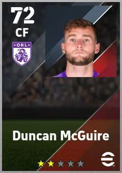 Duncan McGuire eFootball 2026 player card — 72 OVR CF