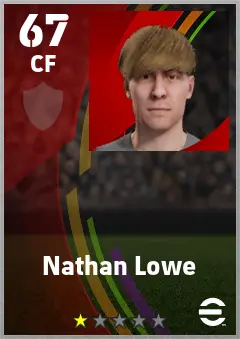Nathan Lowe eFootball 2026 player card — 67 OVR CF