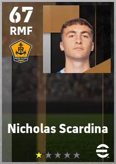 Nicholas Scardina eFootball 2026 player card — 67 OVR RMF