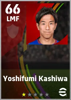 Yoshifumi Kashiwa eFootball 2026 player card — 66 OVR LMF