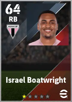 Israel Boatwright eFootball 2026 player card — 64 OVR RB