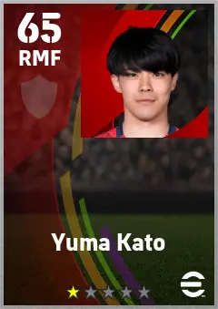Yuma Kato eFootball 2026 player card — 65 OVR RMF