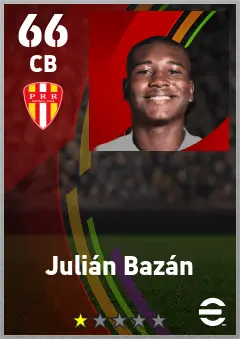 Julian Bazan eFootball 2026 player card — 66 OVR CB