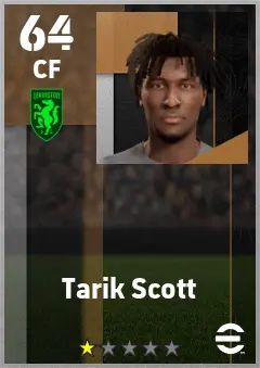 Tarik Scott eFootball 2026 player card — 64 OVR CF