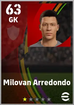 Milovan Arredondo eFootball 2026 player card — 63 OVR GK