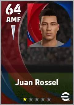Juan Rossel eFootball 2026 player card — 64 OVR AMF
