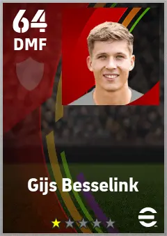 Gijs Besselink eFootball 2026 player card — 64 OVR DMF