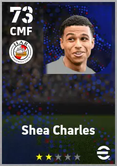 Shea Charles eFootball 2026 player card — 73 OVR CMF