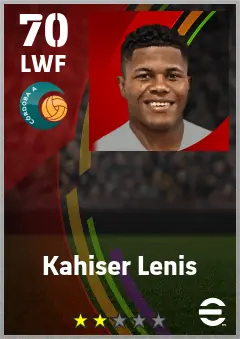 Kahiser Lenis eFootball 2026 player card — 70 OVR LWF