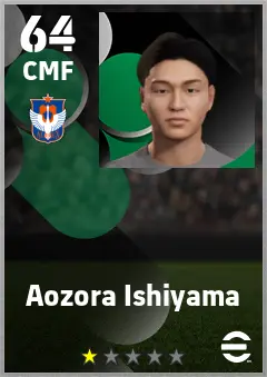 Aozora Ishiyama eFootball 2026 player card — 64 OVR CMF