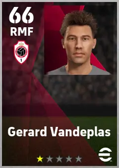 Gerard Vandeplas eFootball 2026 player card — 66 OVR RMF