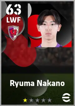 Ryuma Nakano eFootball 2026 player card — 63 OVR LWF
