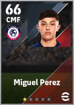 Miguel Perez eFootball 2026 player card — 66 OVR CMF