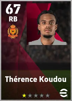 Therence Koudou eFootball 2026 player card — 67 OVR RB