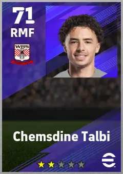 Chemsdine Talbi eFootball 2026 player card — 71 OVR RMF