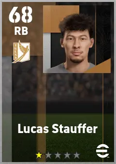 Lucas Stauffer eFootball 2026 player card — 68 OVR RB