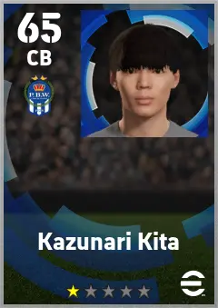 Kazunari Kita eFootball 2026 player card — 65 OVR CB