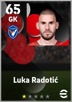 Luka Radotic eFootball 2026 player card — 65 OVR GK