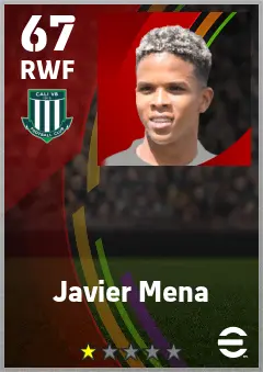 Javier Mena eFootball 2026 player card — 67 OVR RWF