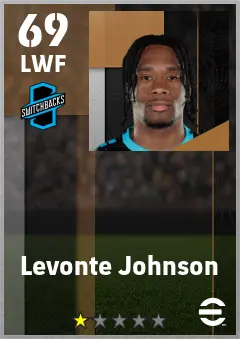 Levonte Johnson eFootball 2026 player card — 69 OVR LWF