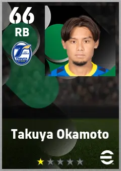 Takuya Okamoto eFootball 2026 player card — 66 OVR RB