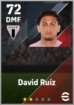 David Ruiz eFootball 2026 player card — 72 OVR DMF