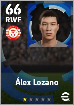 Alex Lozano eFootball 2026 player card — 66 OVR RWF