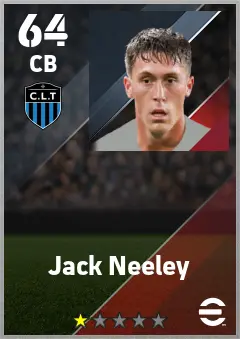 Jack Neeley eFootball 2026 player card — 64 OVR CB