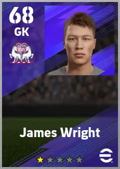 James Wright eFootball 2026 player card — 68 OVR GK