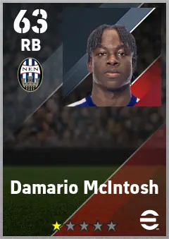 Damario McIntosh eFootball 2026 player card — 63 OVR RB